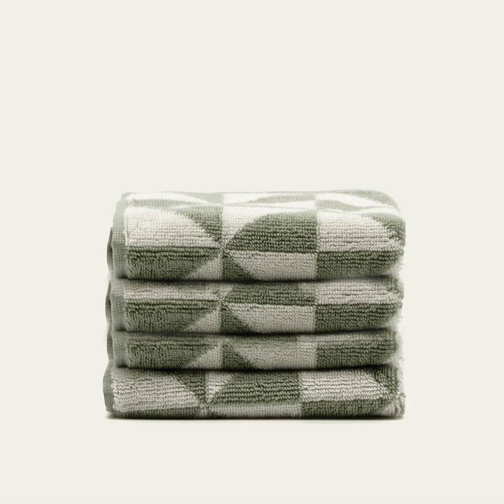 Green color block Towels